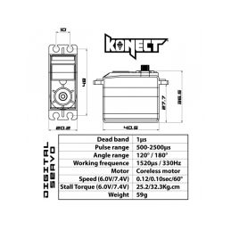 KONECT 32 kg CORELESS HiVOLT Digital servo (32kg-0,10s/60°) - 2