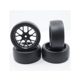 Spec D CS Wheel Offset +3 Black w/Tire 4ks pro 1/10 Drift - 1